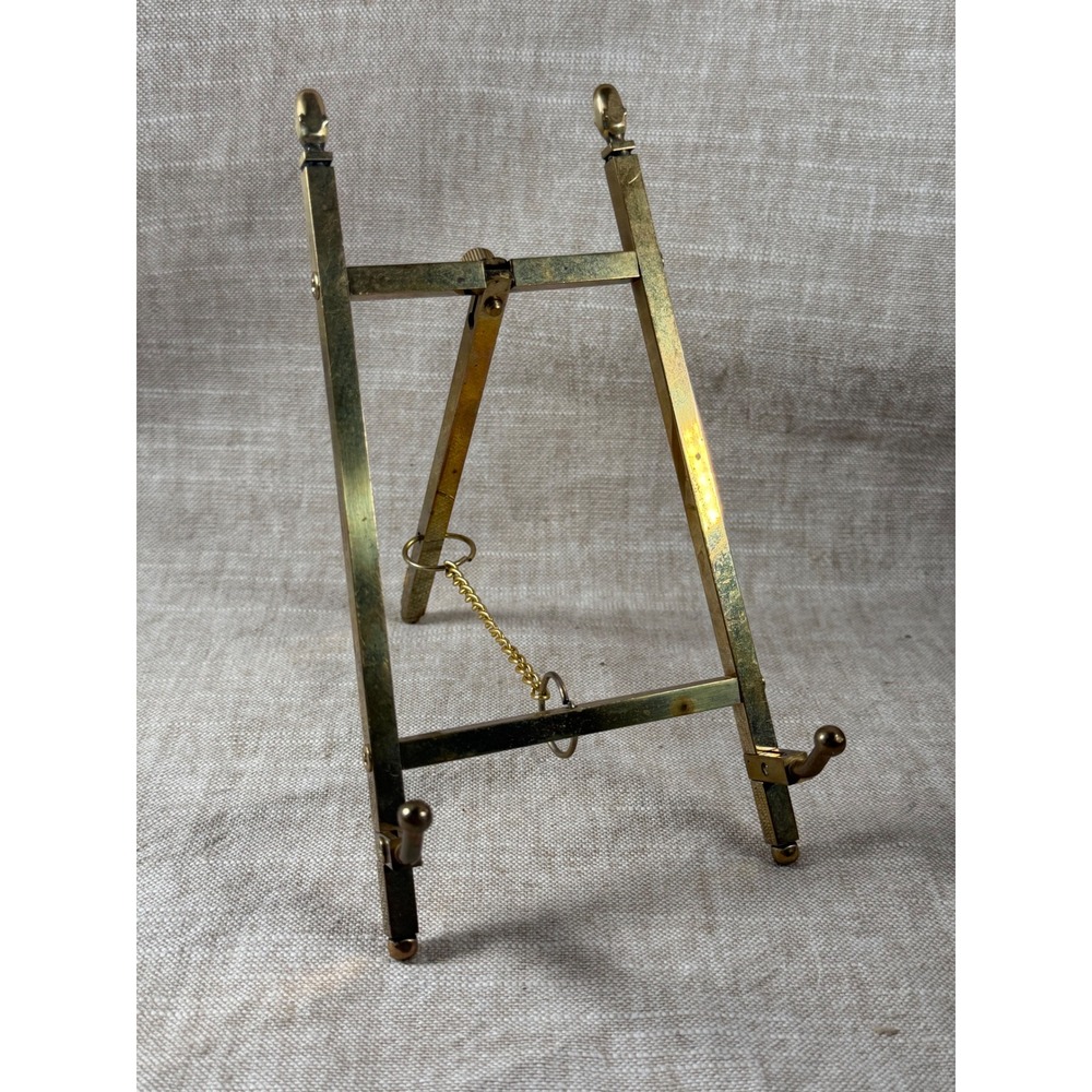 Vintage Brass Display Easel Adjustable Folding Picture Frame Stand
